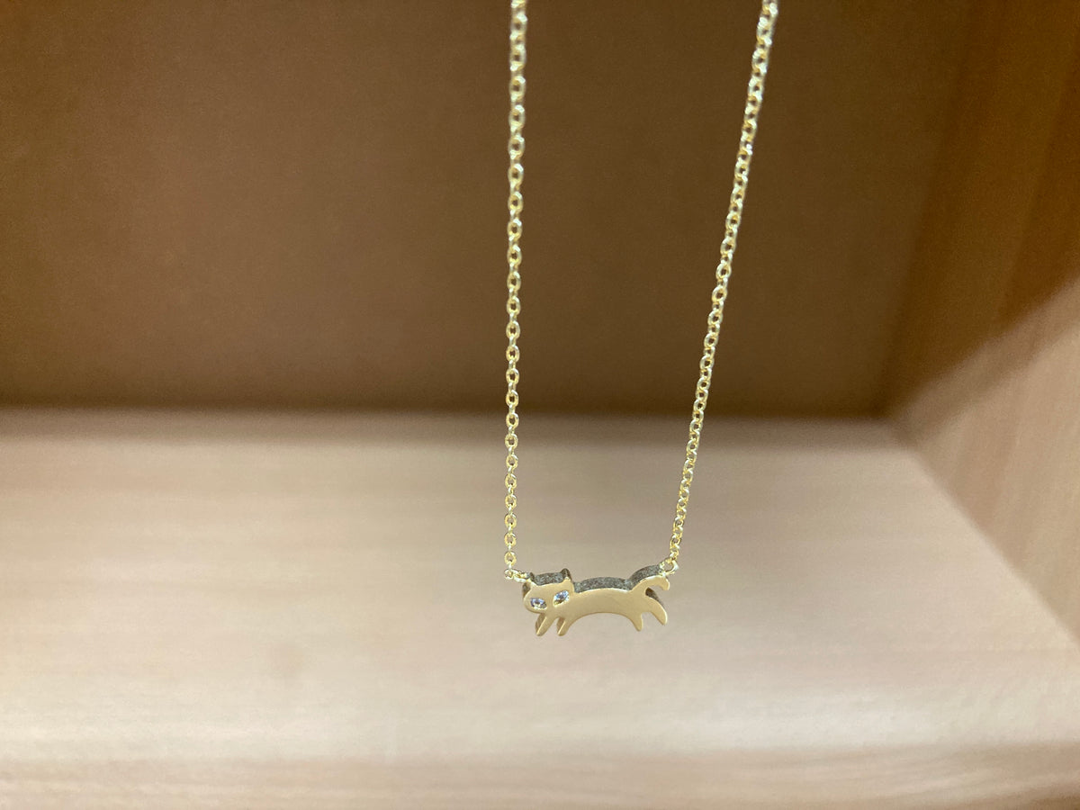 Tiny Treasures Seoul - Cat Stone Eyes Necklace (Gold) 11