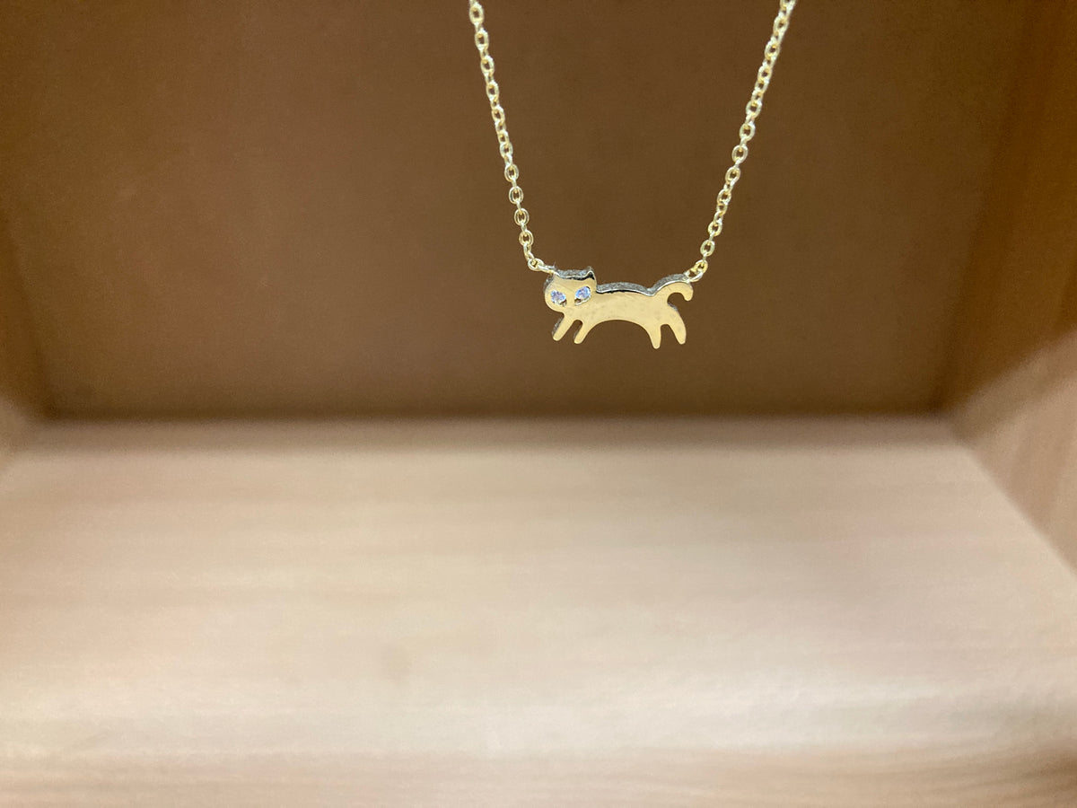 Tiny Treasures Seoul - Cat Stone Eyes Necklace (Gold) 2