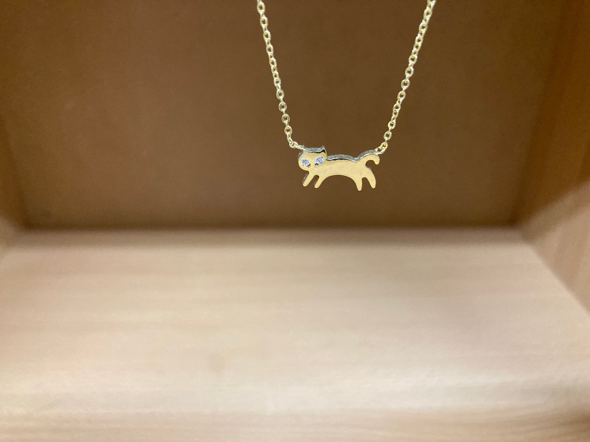 Tiny Treasures Seoul - Cat Stone Eyes Necklace (Gold) 2