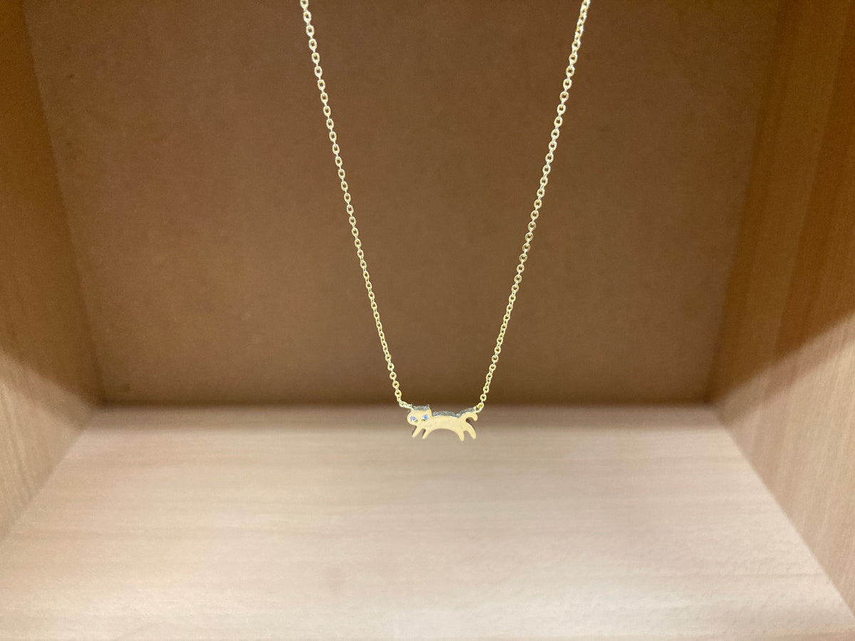 Tiny Treasures Seoul - Cat Stone Eyes Necklace (Gold) 3