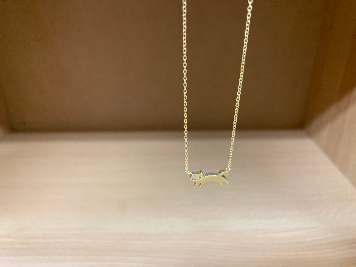 Tiny Treasures Seoul - Cat Stone Eyes Necklace (Gold) 6