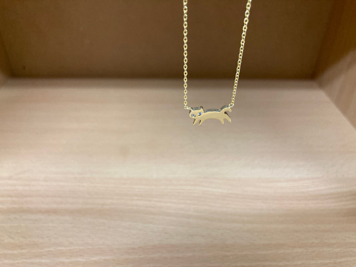 Tiny Treasures Seoul - Cat Stone Eyes Necklace (Gold) 7