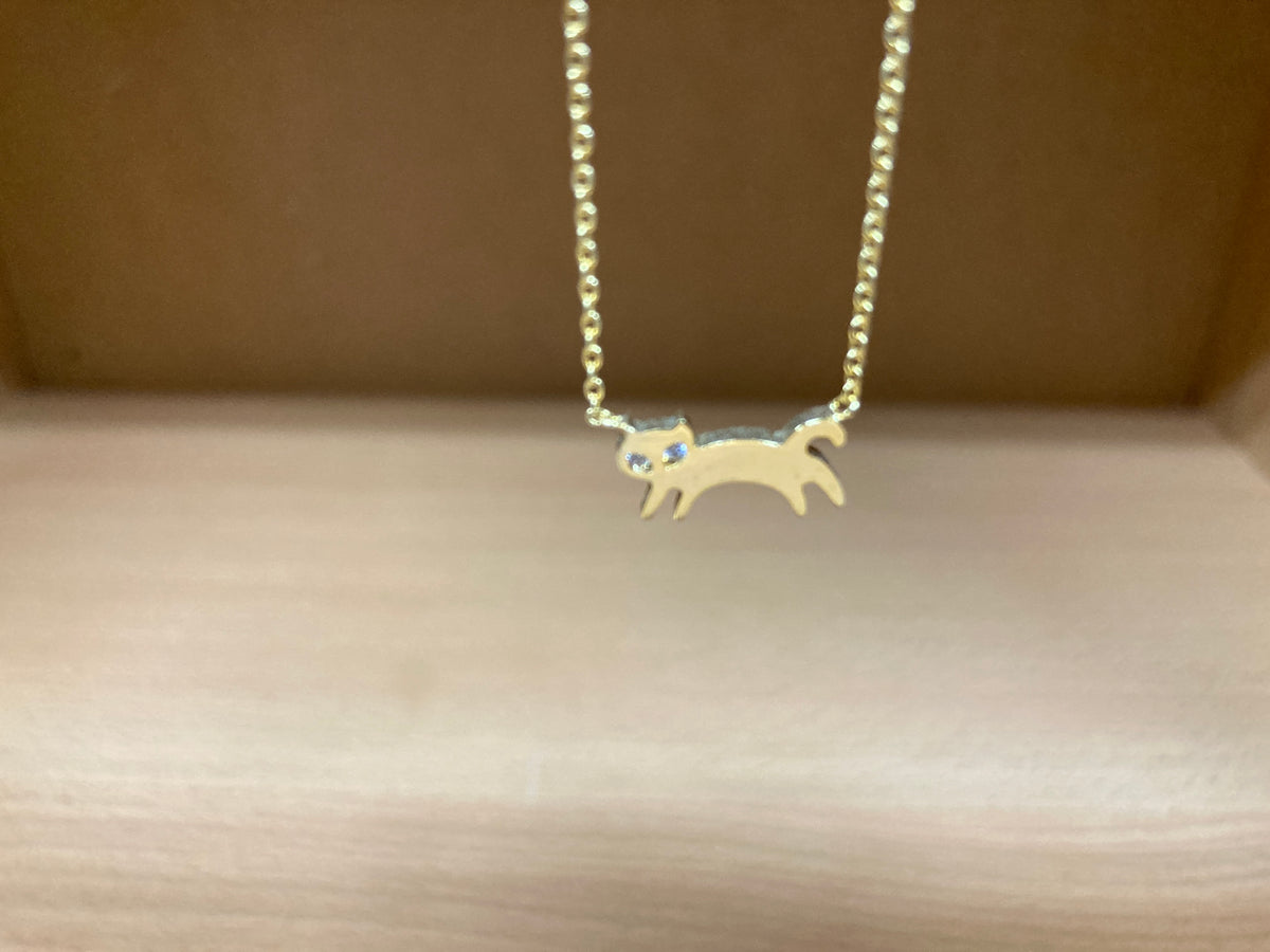 Tiny Treasures Seoul - Cat Stone Eyes Necklace (Gold) 8