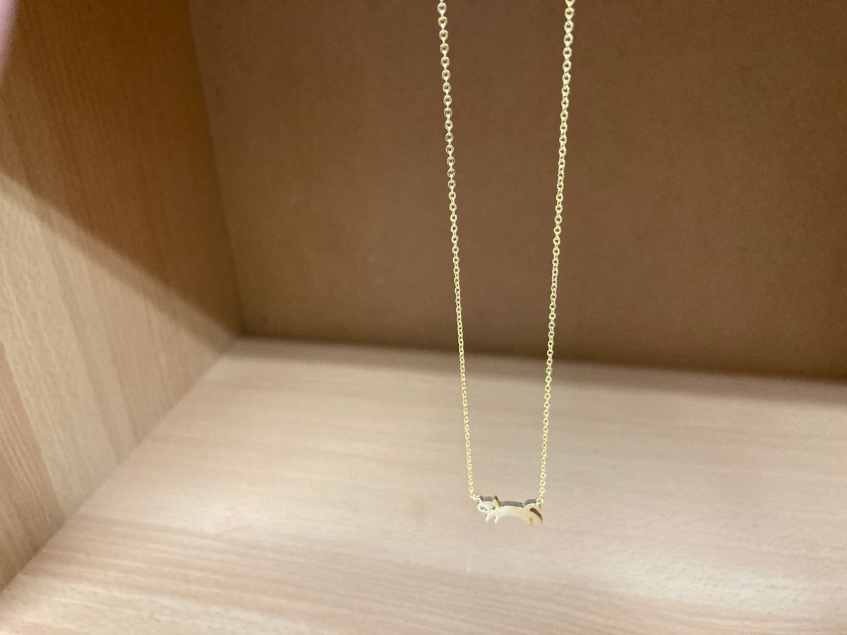 Tiny Treasures Seoul - Cat Stone Eyes Necklace (Gold) 9