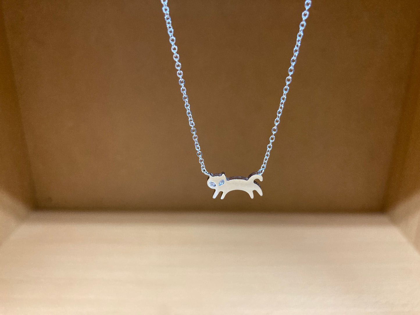 Tiny Treasures Seoul - Cat Stone Eyes Necklace (Silver) 