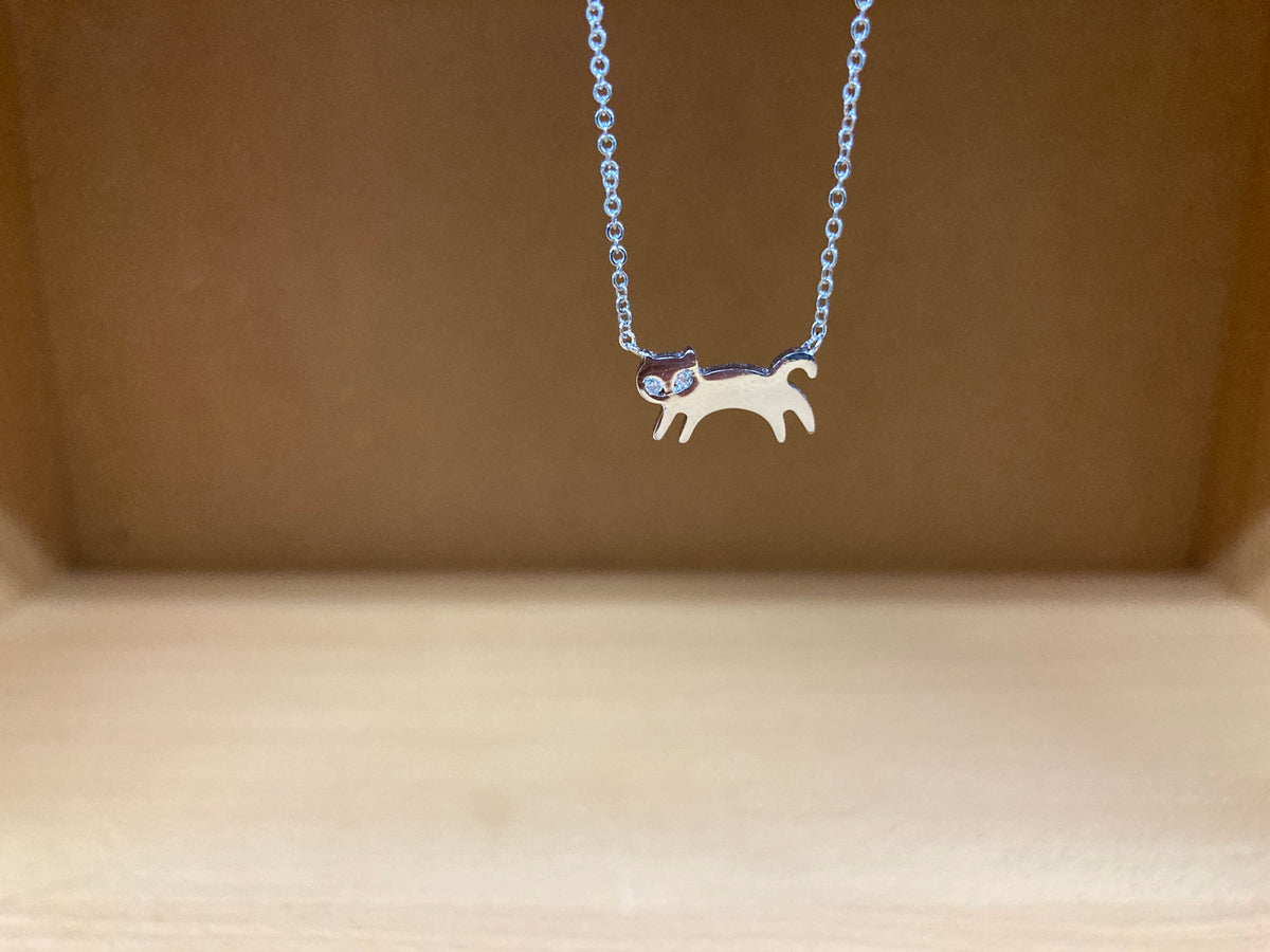 Tiny Treasures Seoul - Cat Stone Eyes Necklace (Silver) 10