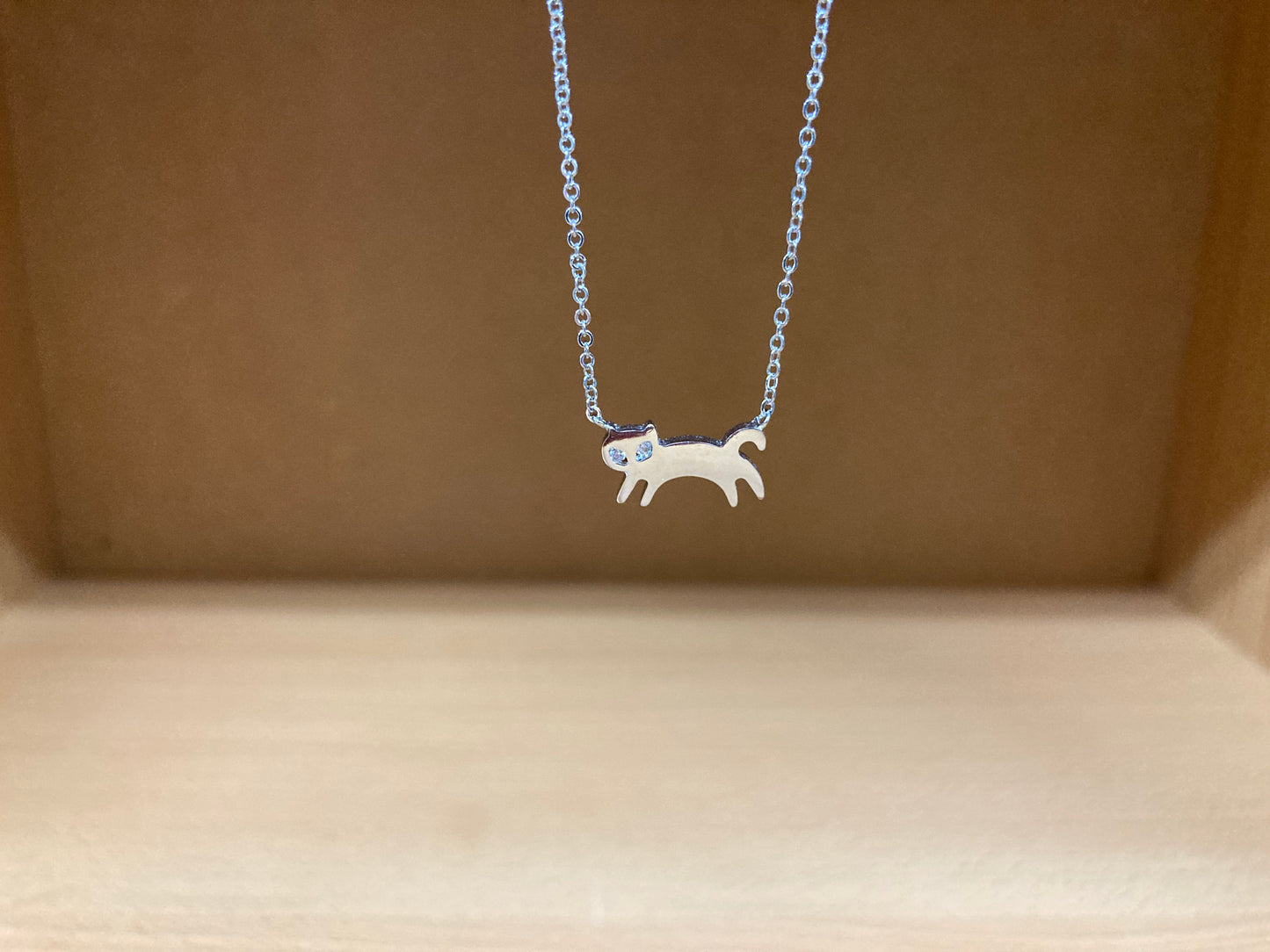 Tiny Treasures Seoul - Cat Stone Eyes Necklace (Silver) 12