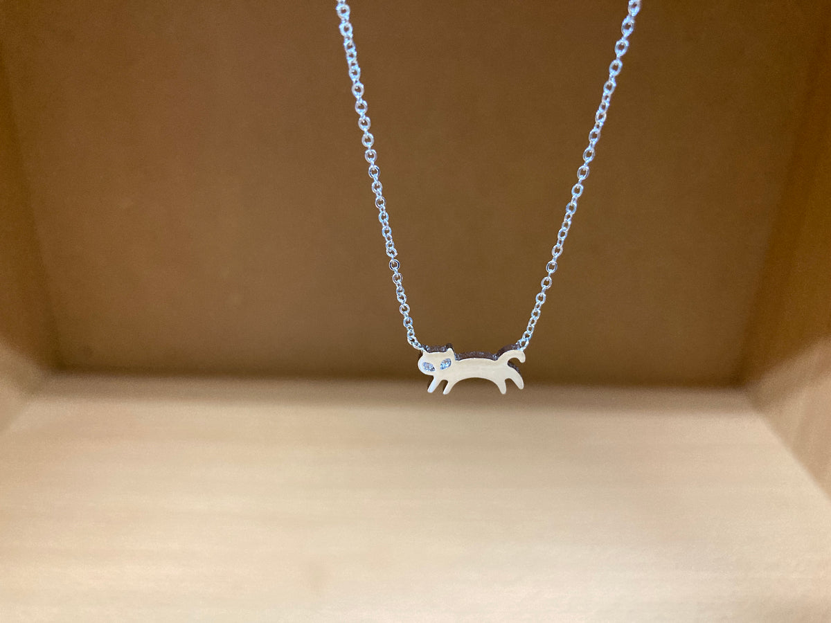Tiny Treasures Seoul - Cat Stone Eyes Necklace (Silver) 2