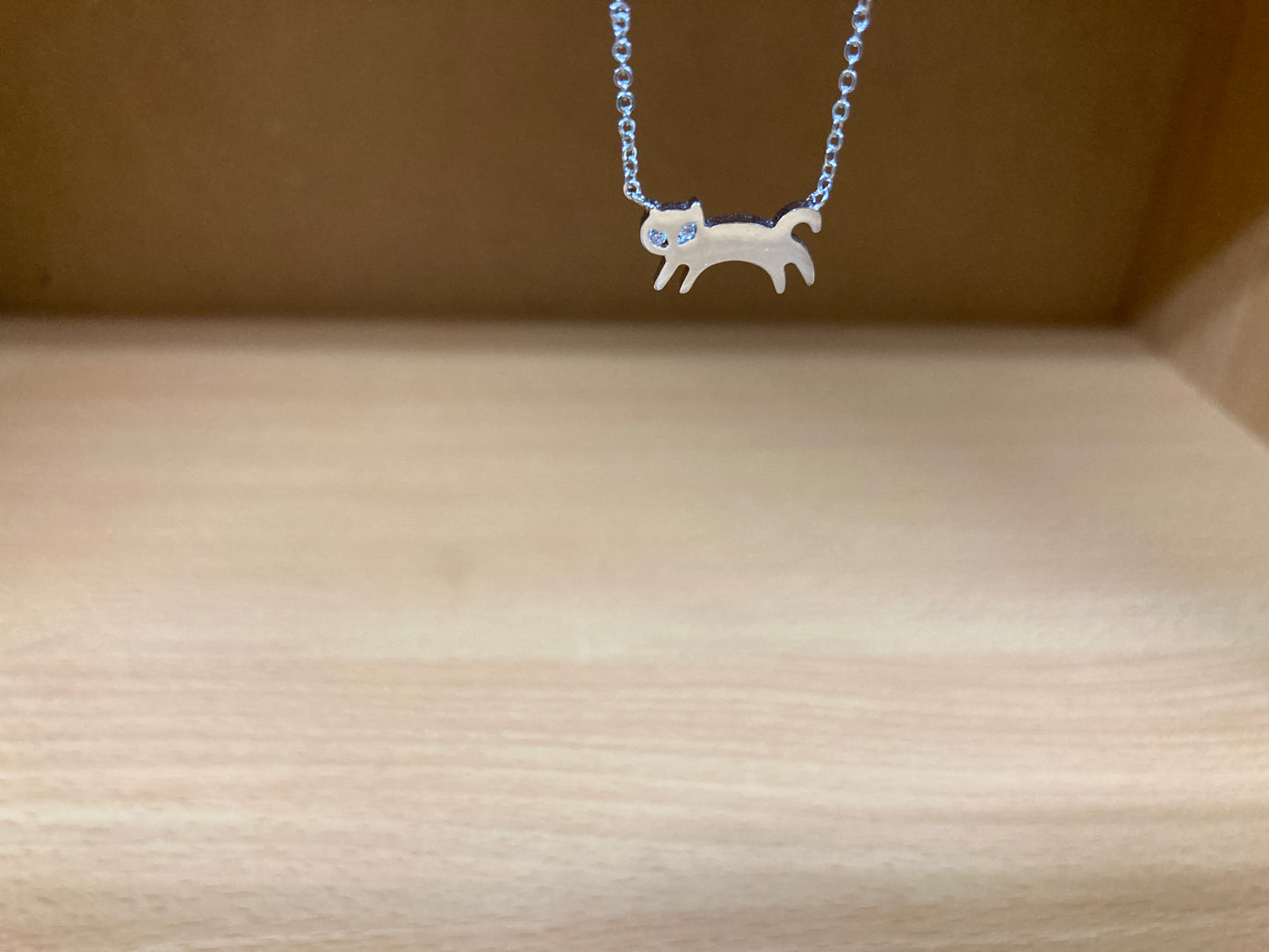 Tiny Treasures Seoul - Cat Stone Eyes Necklace (Silver) 4