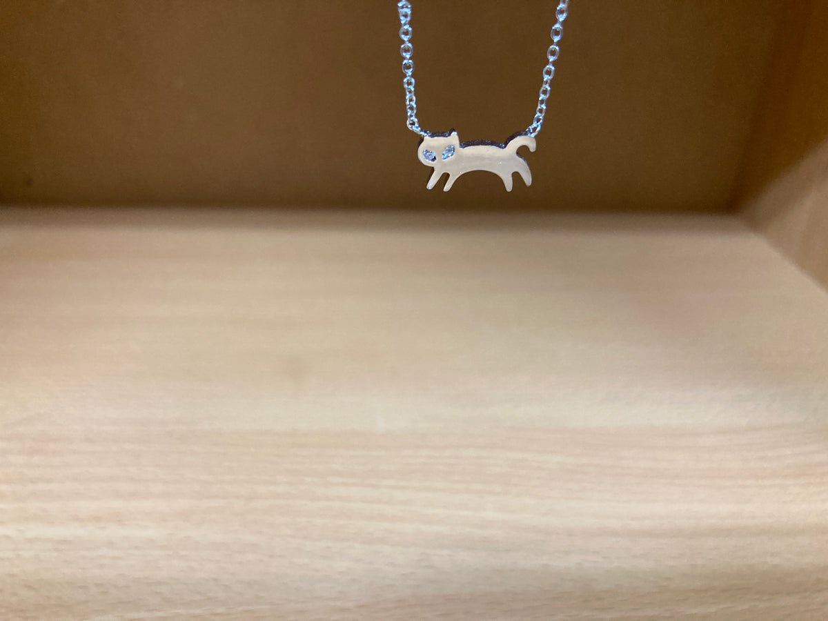 Tiny Treasures Seoul - Cat Stone Eyes Necklace (Silver) 4
