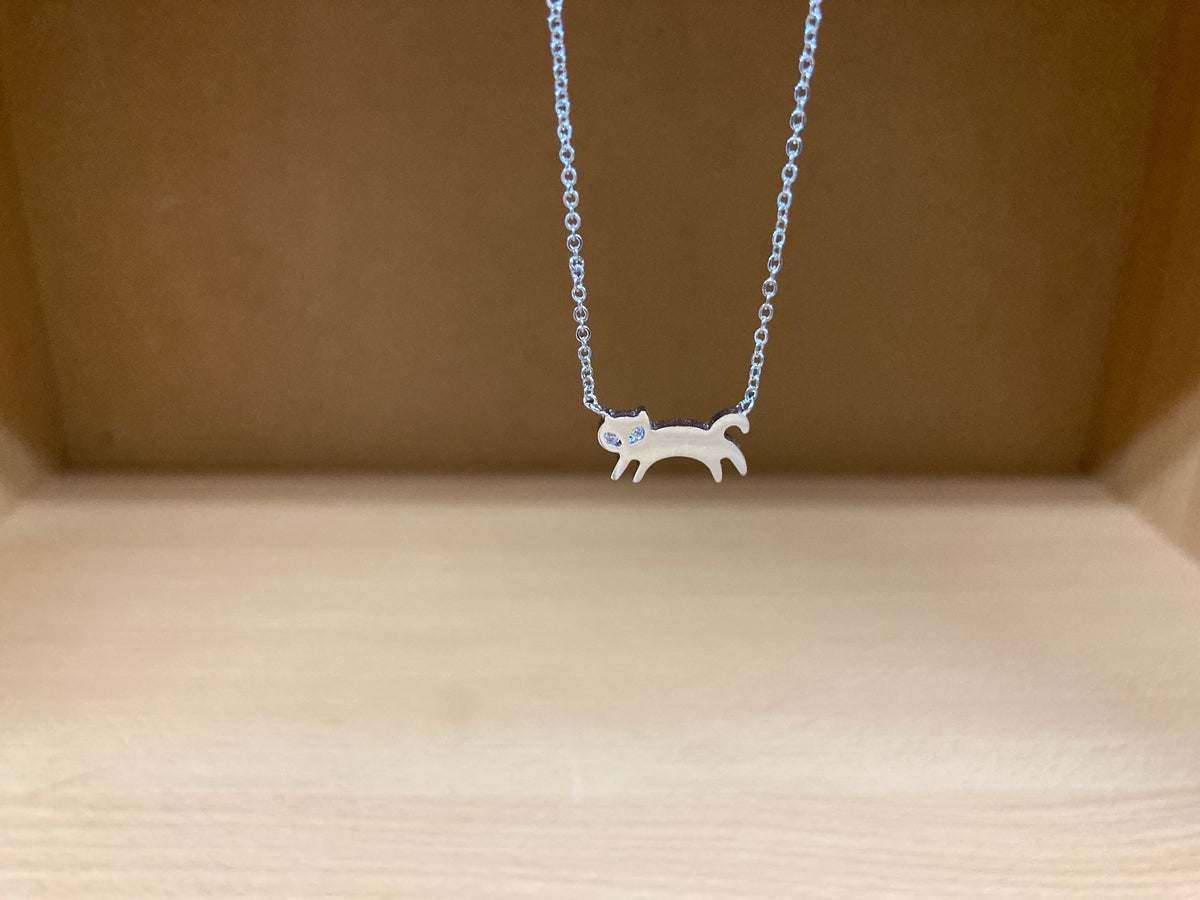 Tiny Treasures Seoul - Cat Stone Eyes Necklace (Silver) 7