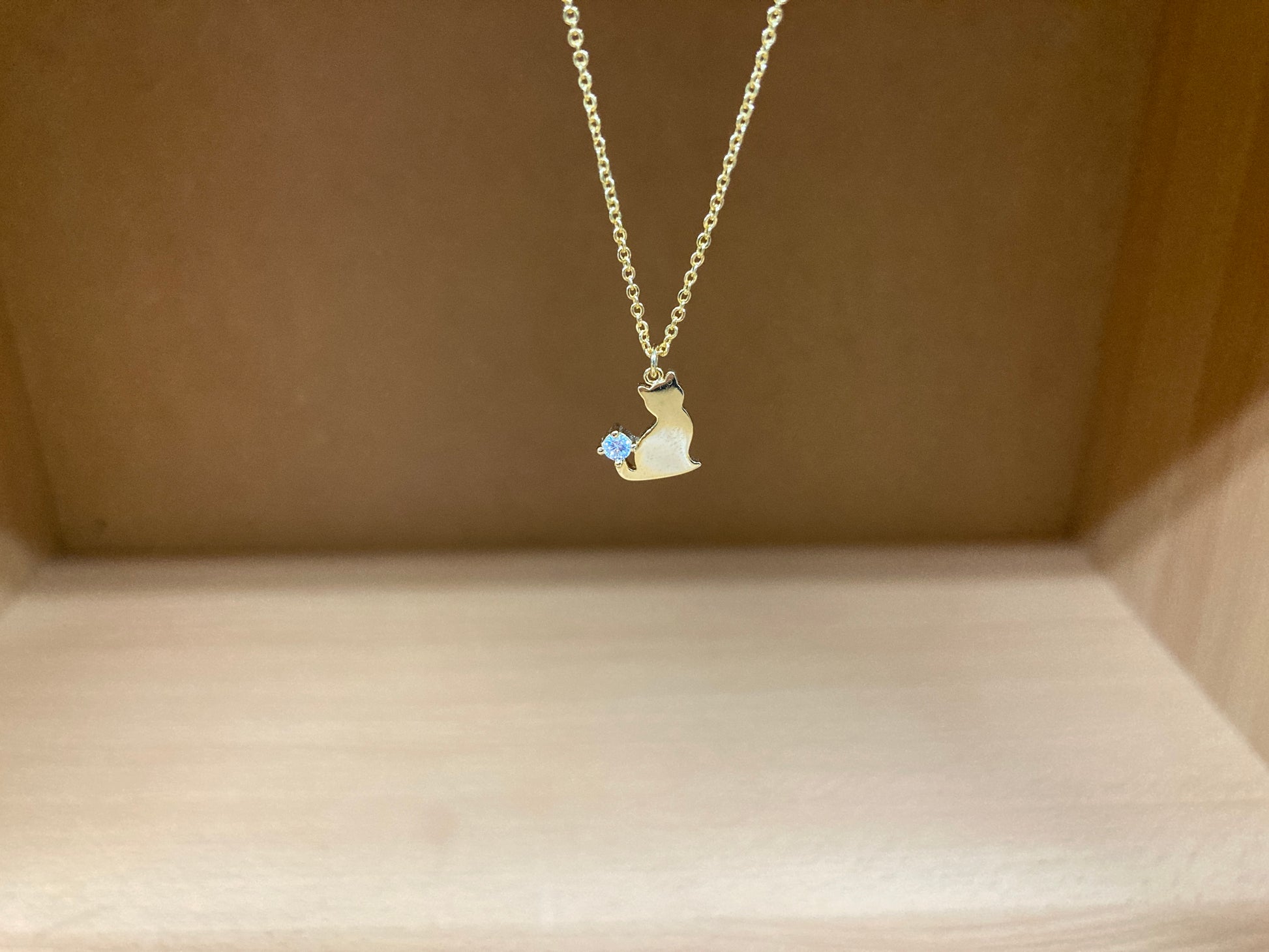 Tiny Treasures Seoul - Cat Tail Stone Necklace (Gold) 