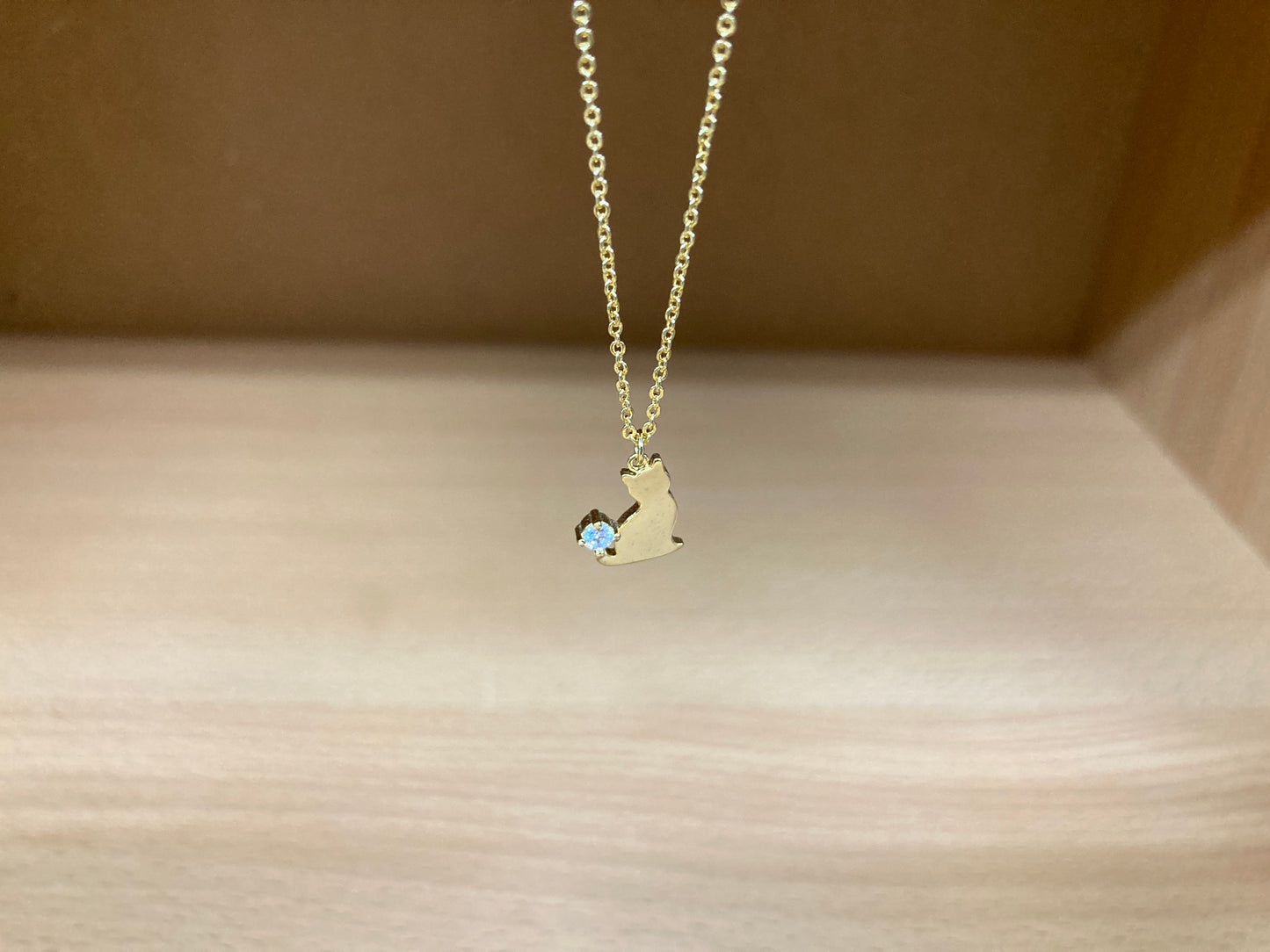 Tiny Treasures Seoul - Cat Tail Stone Necklace (Gold) 10