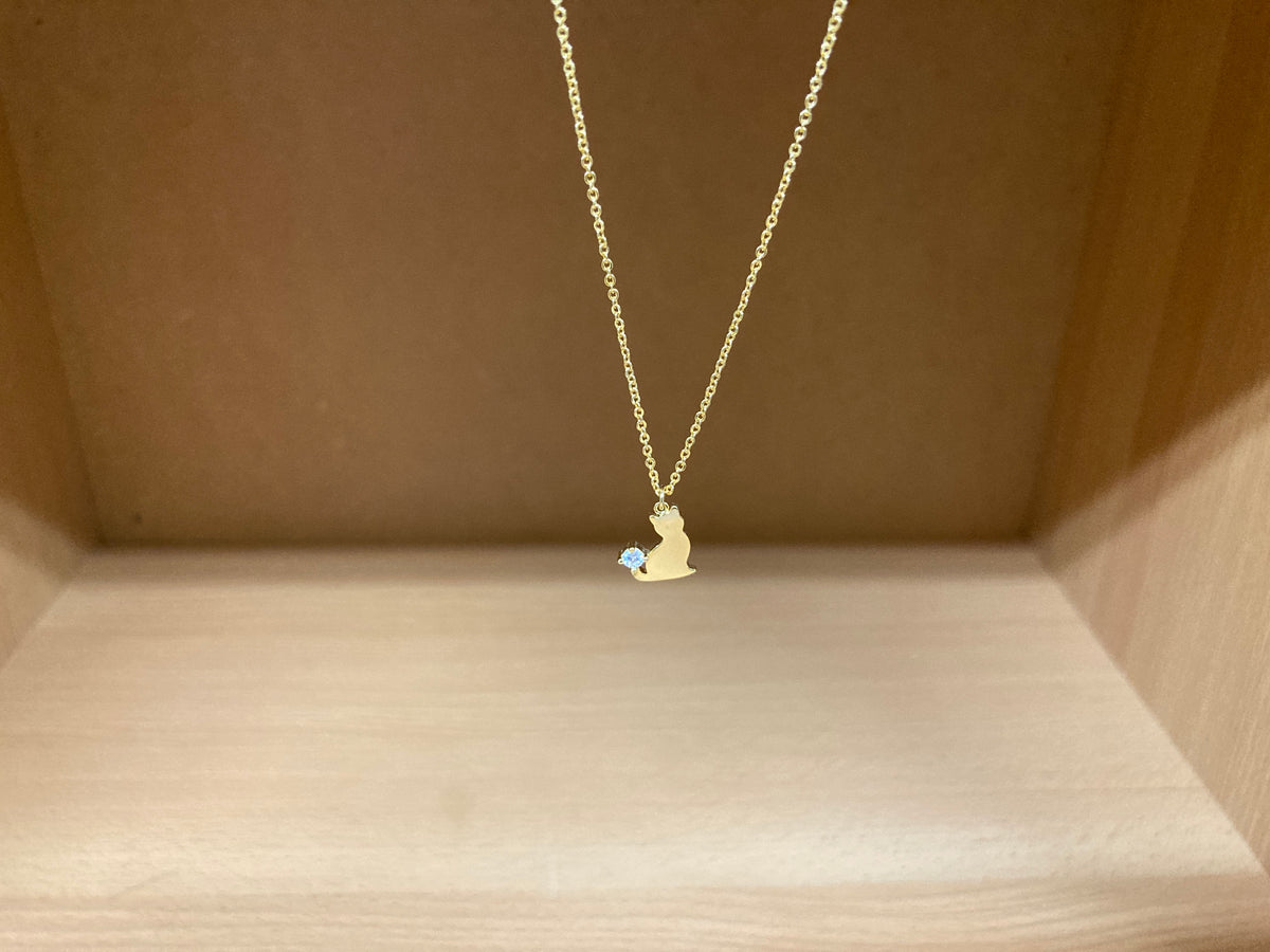 Tiny Treasures Seoul - Cat Tail Stone Necklace (Gold) 4