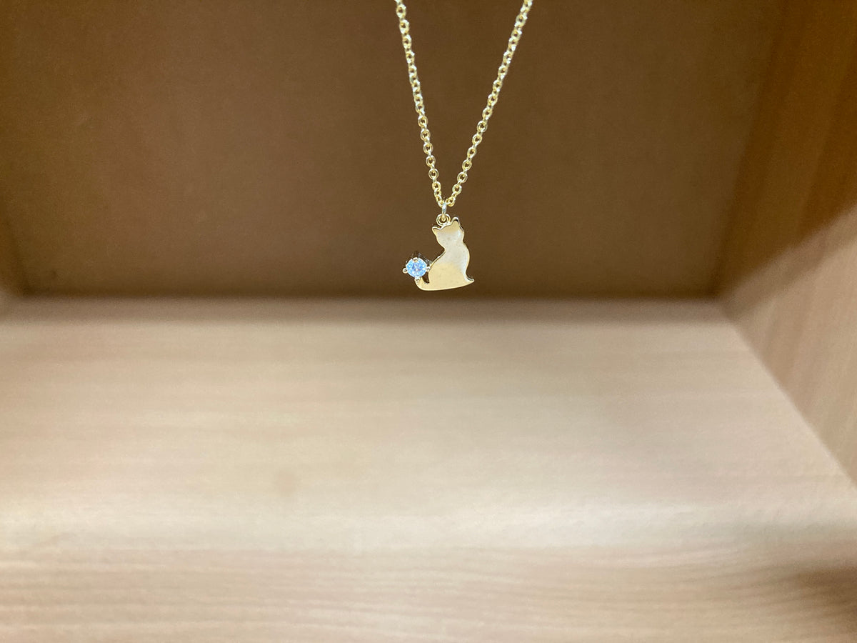 Tiny Treasures Seoul - Cat Tail Stone Necklace (Gold) 5