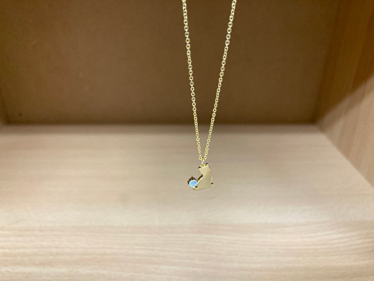 Tiny Treasures Seoul - Cat Tail Stone Necklace (Gold) 6