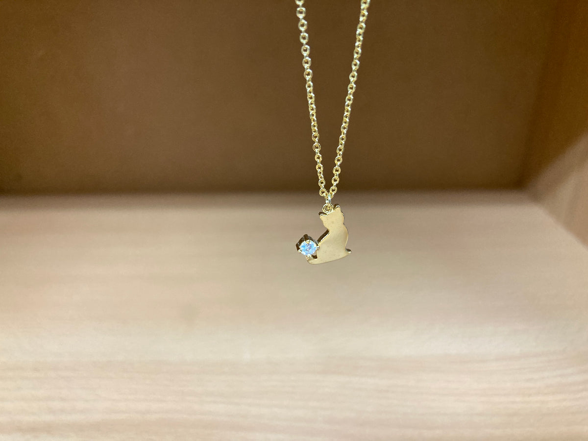 Tiny Treasures Seoul - Cat Tail Stone Necklace (Gold) 7
