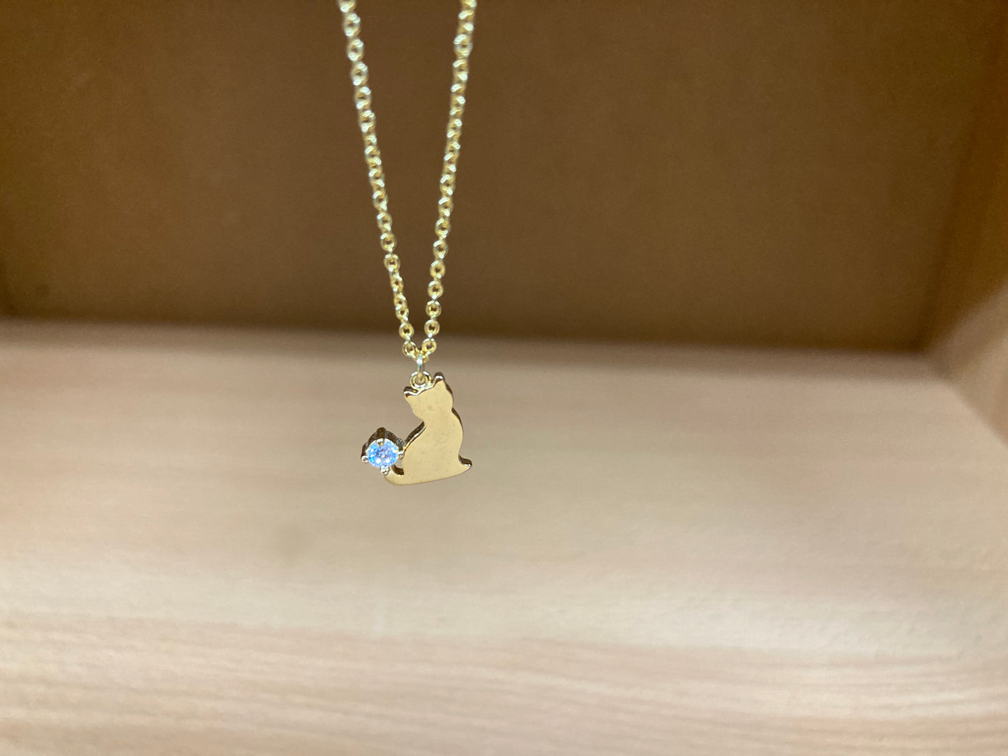 Tiny Treasures Seoul - Cat Tail Stone Necklace (Gold) 9