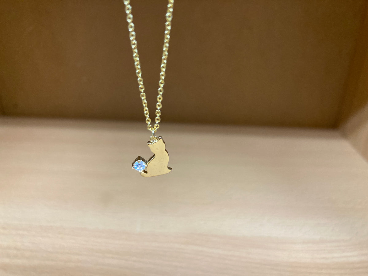 Tiny Treasures Seoul - Cat Tail Stone Necklace (Gold) 9