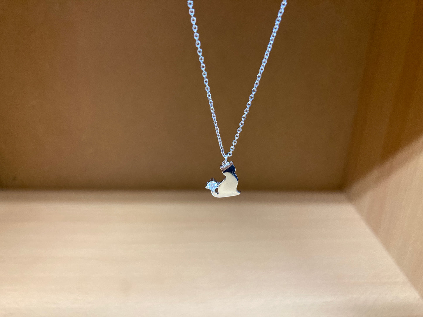 Tiny Treasures Seoul - Cat Tail Stone Necklace (Silver) 