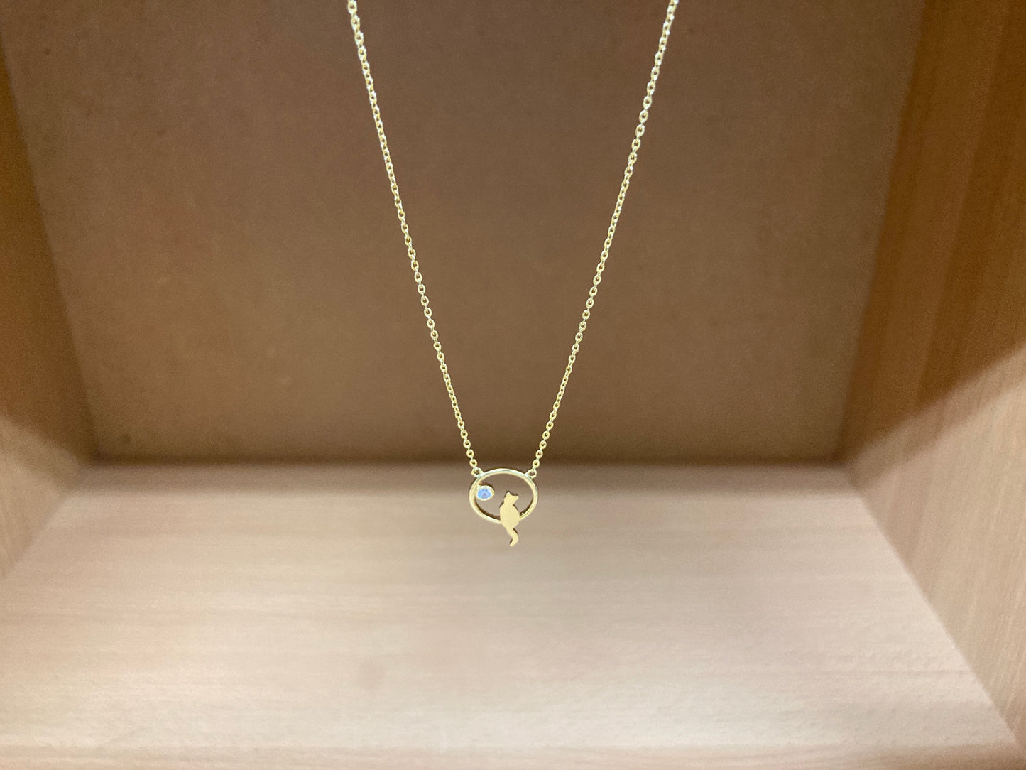 Tiny Treasures Seoul - Cat Zirconia Circle Necklace (Gold) 2