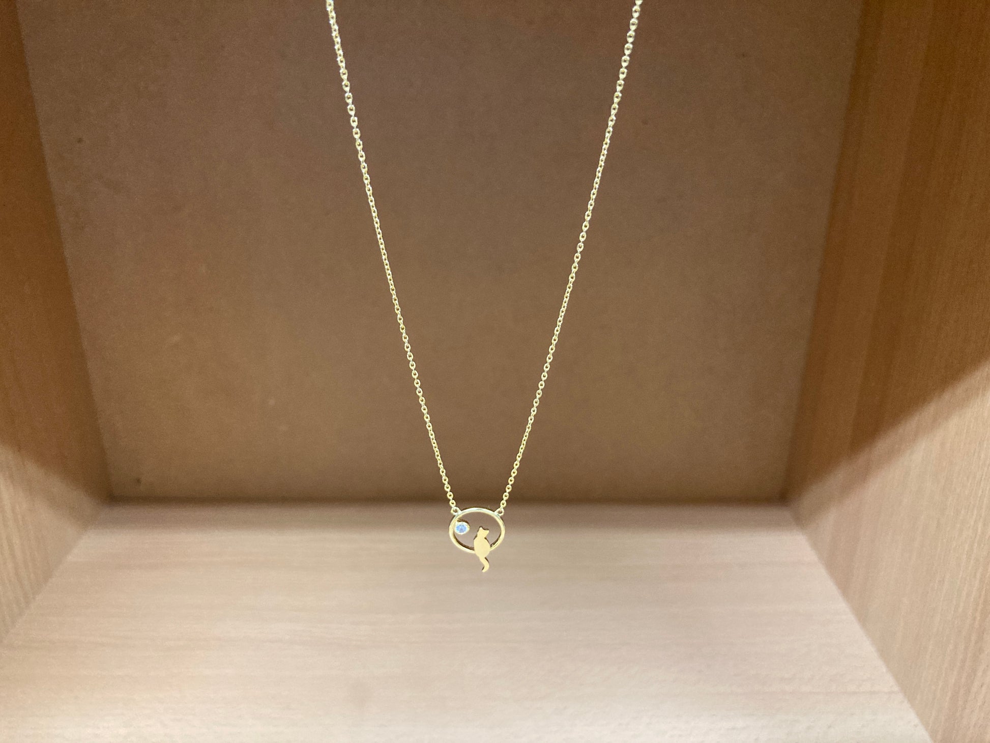 Tiny Treasures Seoul - Cat Zirconia Circle Necklace (Gold) 4