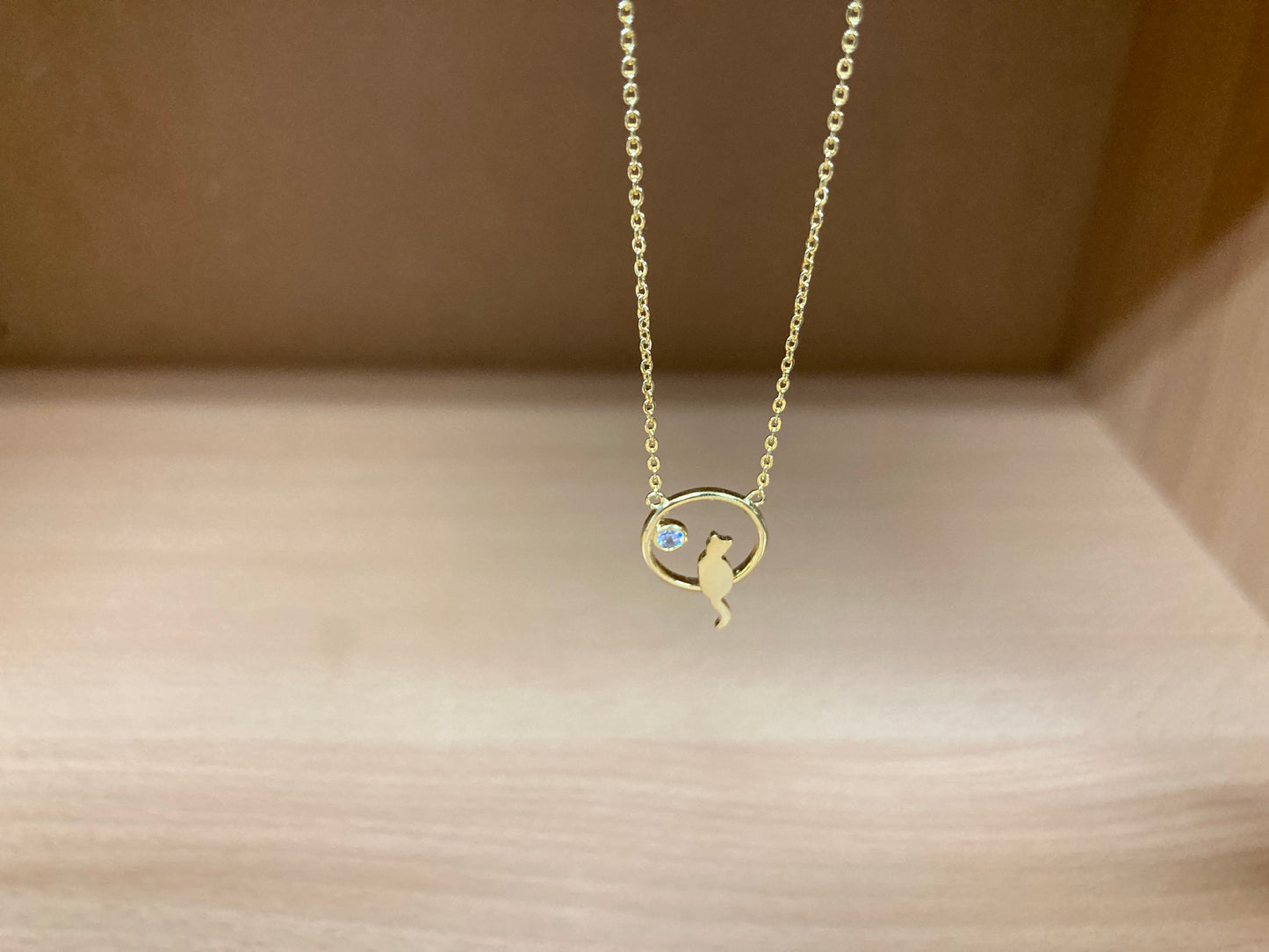 Tiny Treasures Seoul - Cat Zirconia Circle Necklace (Gold) 8