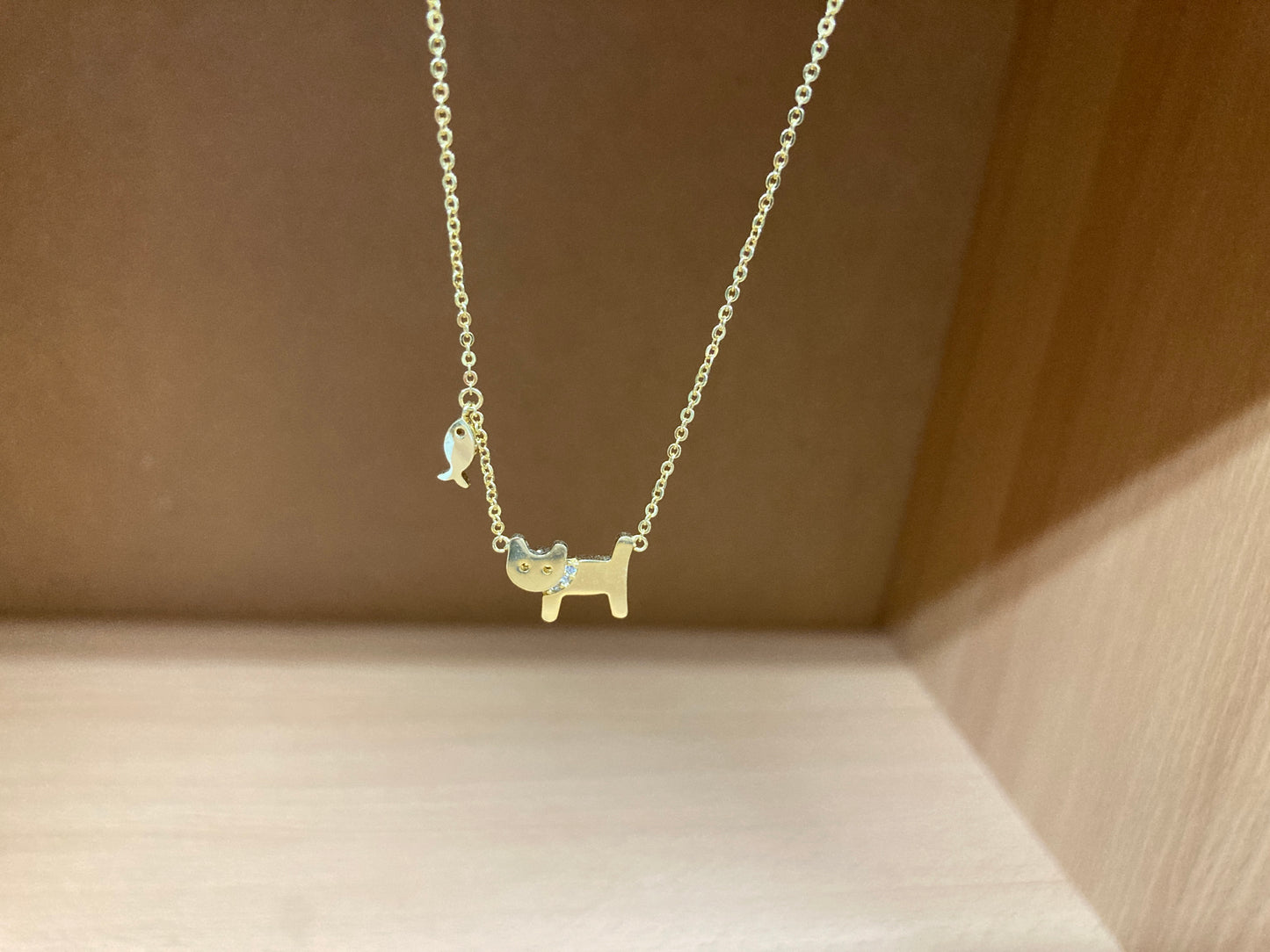 Tiny Treasures Seoul - Cat & Fish Necklace (Gold) 12