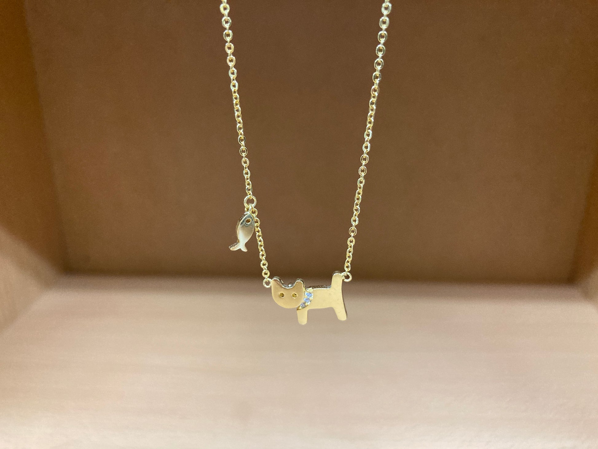 Tiny Treasures Seoul - Cat & Fish Necklace (Gold) 14