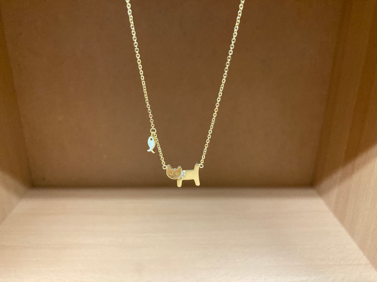 Tiny Treasures Seoul - Cat & Fish Necklace (Gold) 3