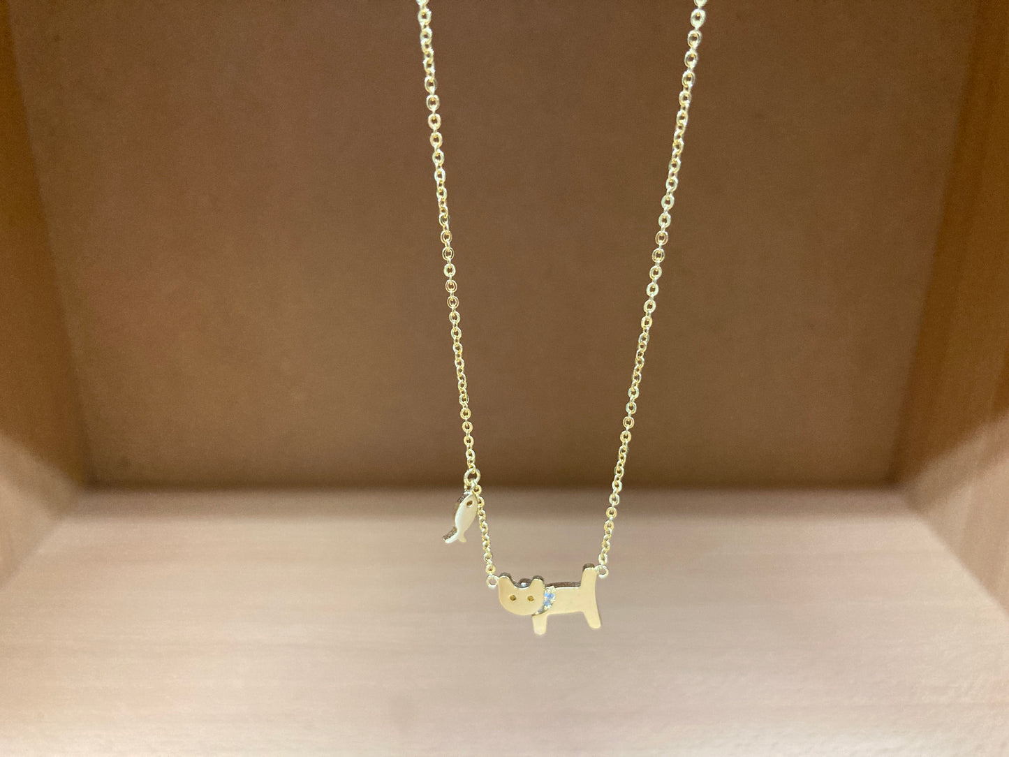Tiny Treasures Seoul - Cat & Fish Necklace (Gold) 4