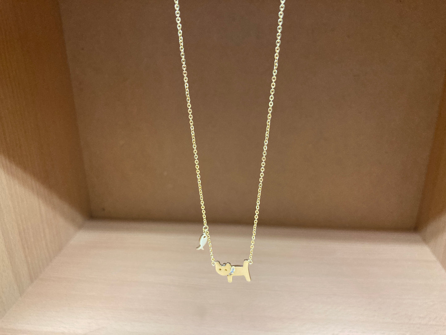 Tiny Treasures Seoul - Cat & Fish Necklace (Gold) 5