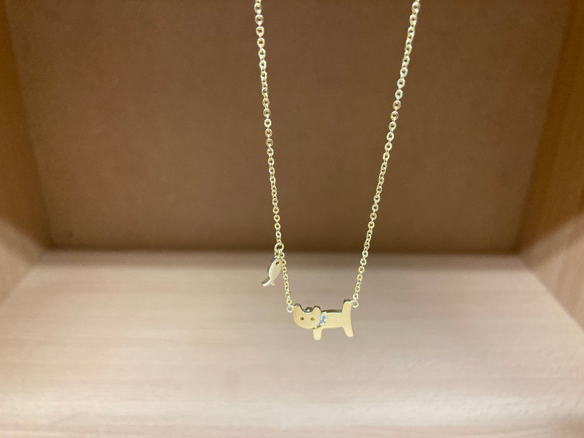 Tiny Treasures Seoul - Cat & Fish Necklace (Gold) 8