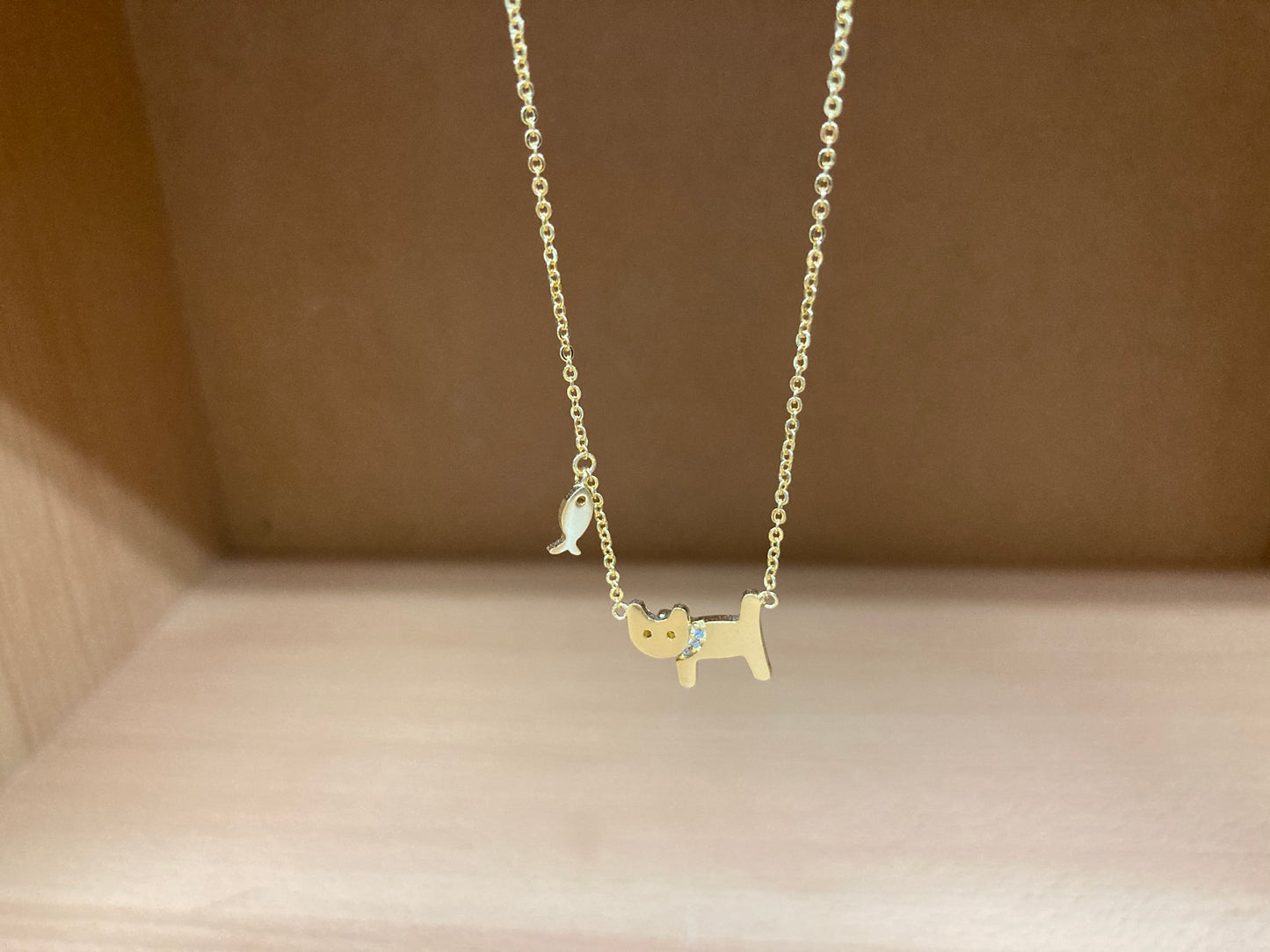 Tiny Treasures Seoul - Cat & Fish Necklace (Gold) 9