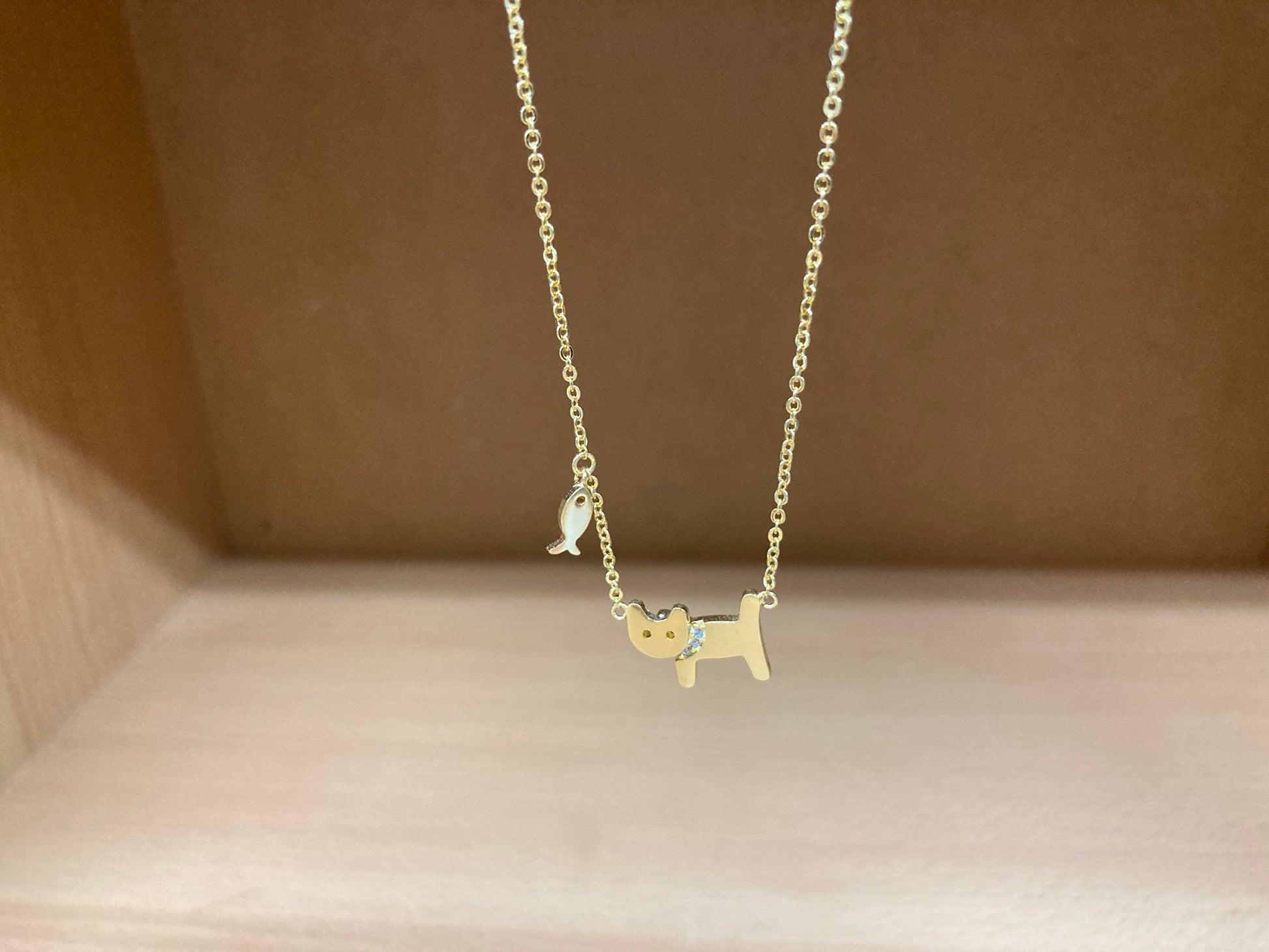 Tiny Treasures Seoul - Cat & Fish Necklace (Gold) 9