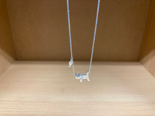 Tiny Treasures Seoul - Cat & Fish Necklace (Silver) 11