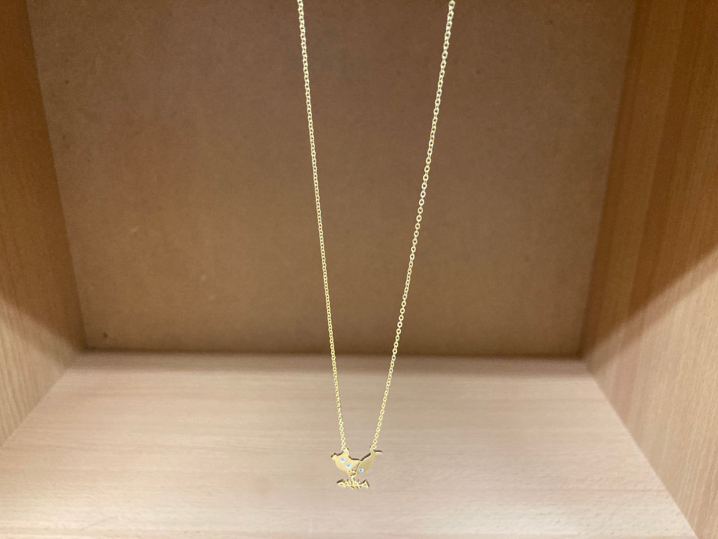 Tiny Treasures Seoul - Cat, Fish & Fishbone Necklace (Gold) 4