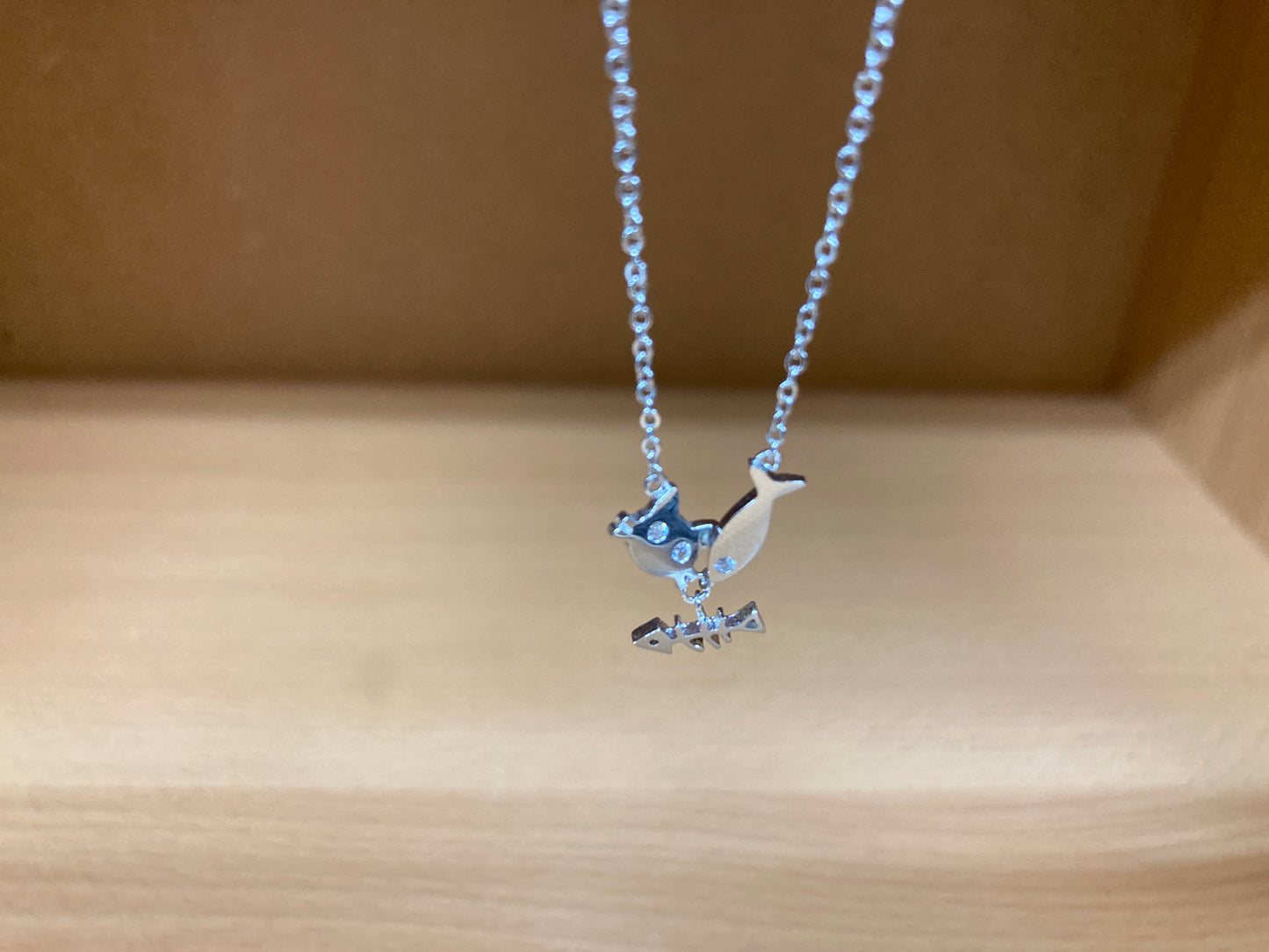 Tiny Treasures Seoul - Cat, Fish & Fishbone Necklace (Silver) 