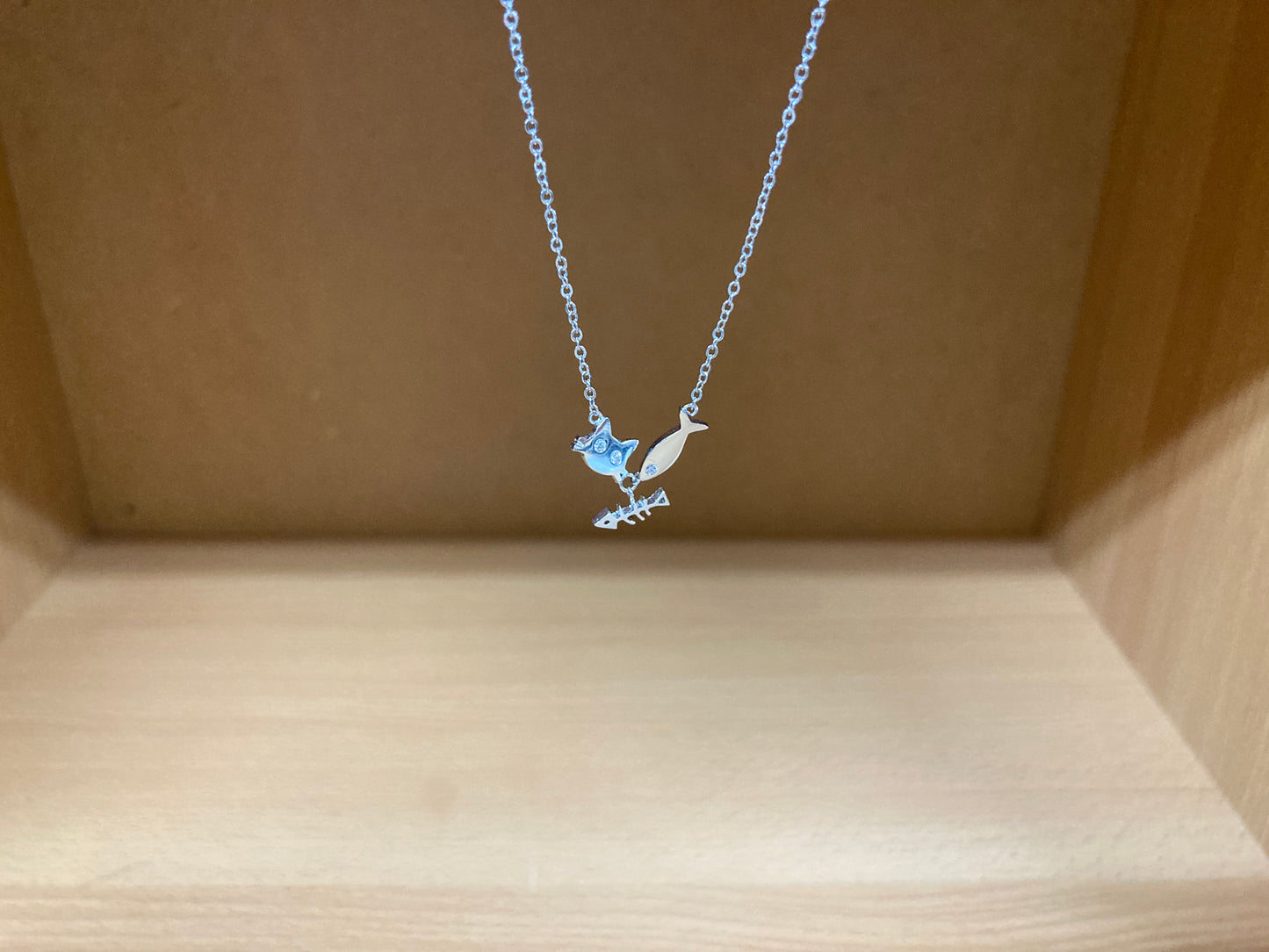 Tiny Treasures Seoul - Cat, Fish & Fishbone Necklace (Silver) 10