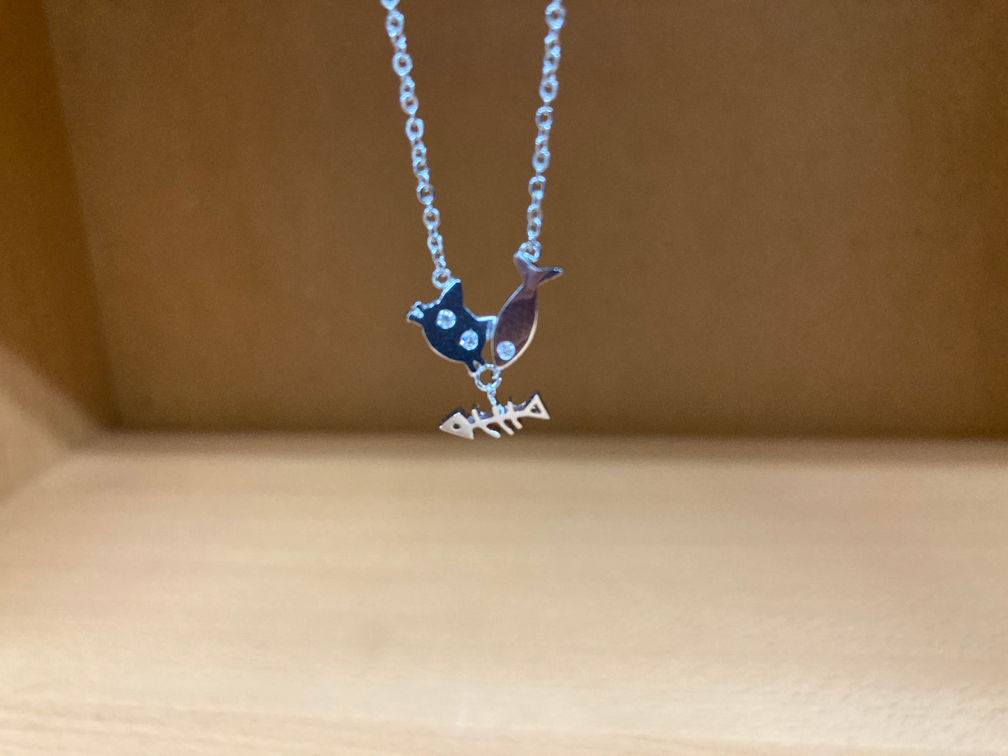 Tiny Treasures Seoul - Cat, Fish & Fishbone Necklace (Silver) 11