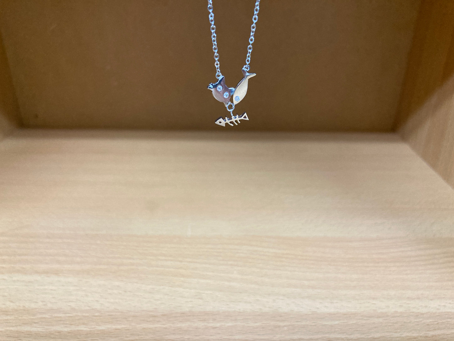 Tiny Treasures Seoul - Cat, Fish & Fishbone Necklace (Silver) 12