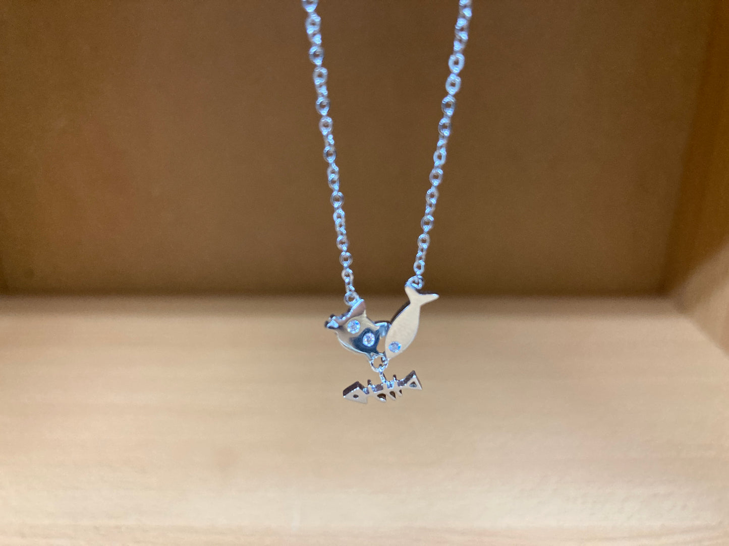 Tiny Treasures Seoul - Cat, Fish & Fishbone Necklace (Silver) 2