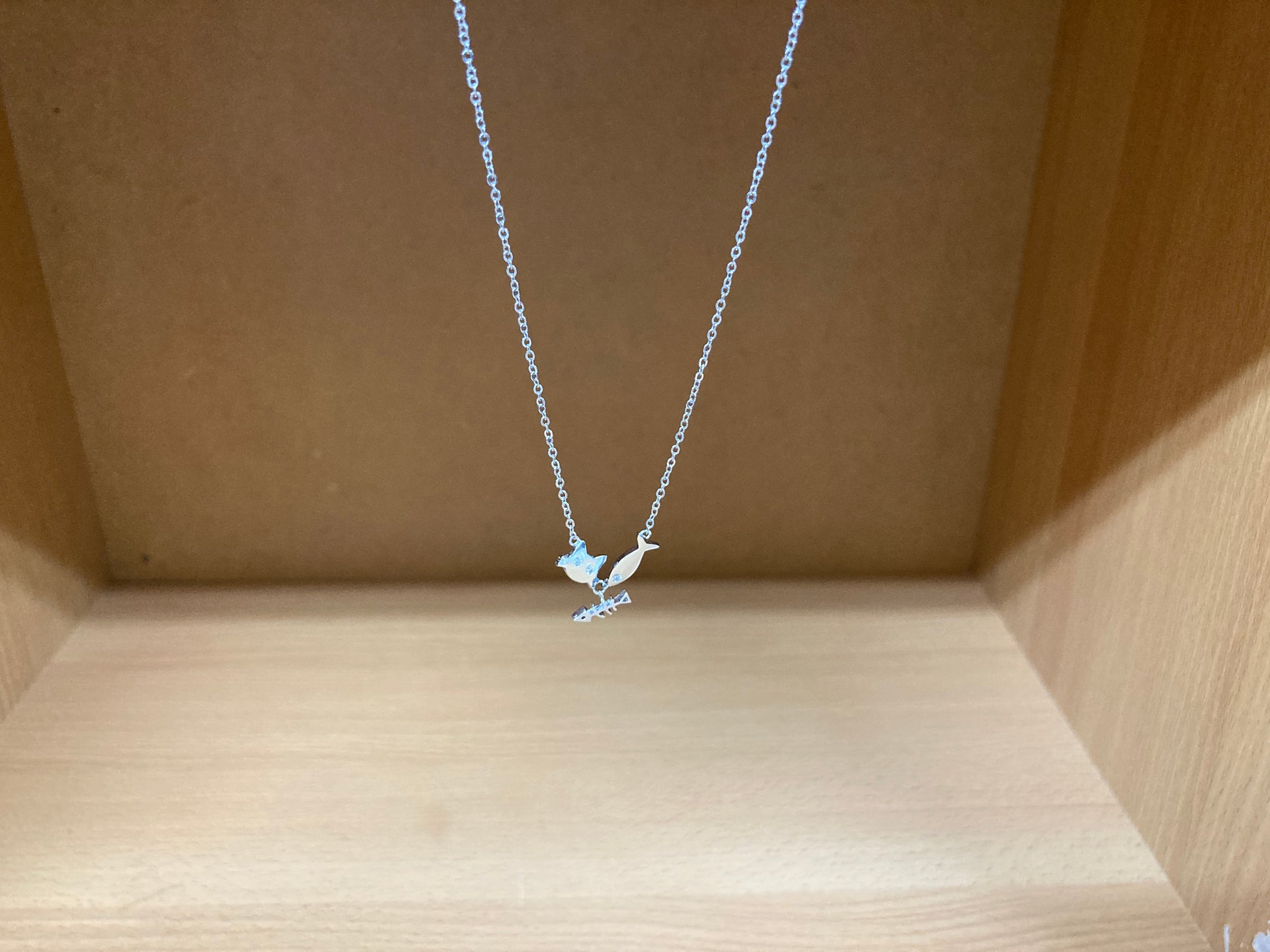 Tiny Treasures Seoul - Cat, Fish & Fishbone Necklace (Silver) 5