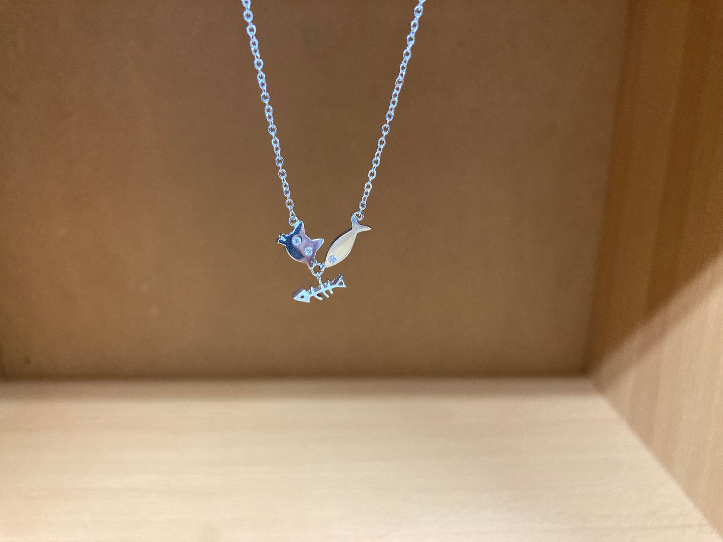 Tiny Treasures Seoul - Cat, Fish & Fishbone Necklace (Silver) 6