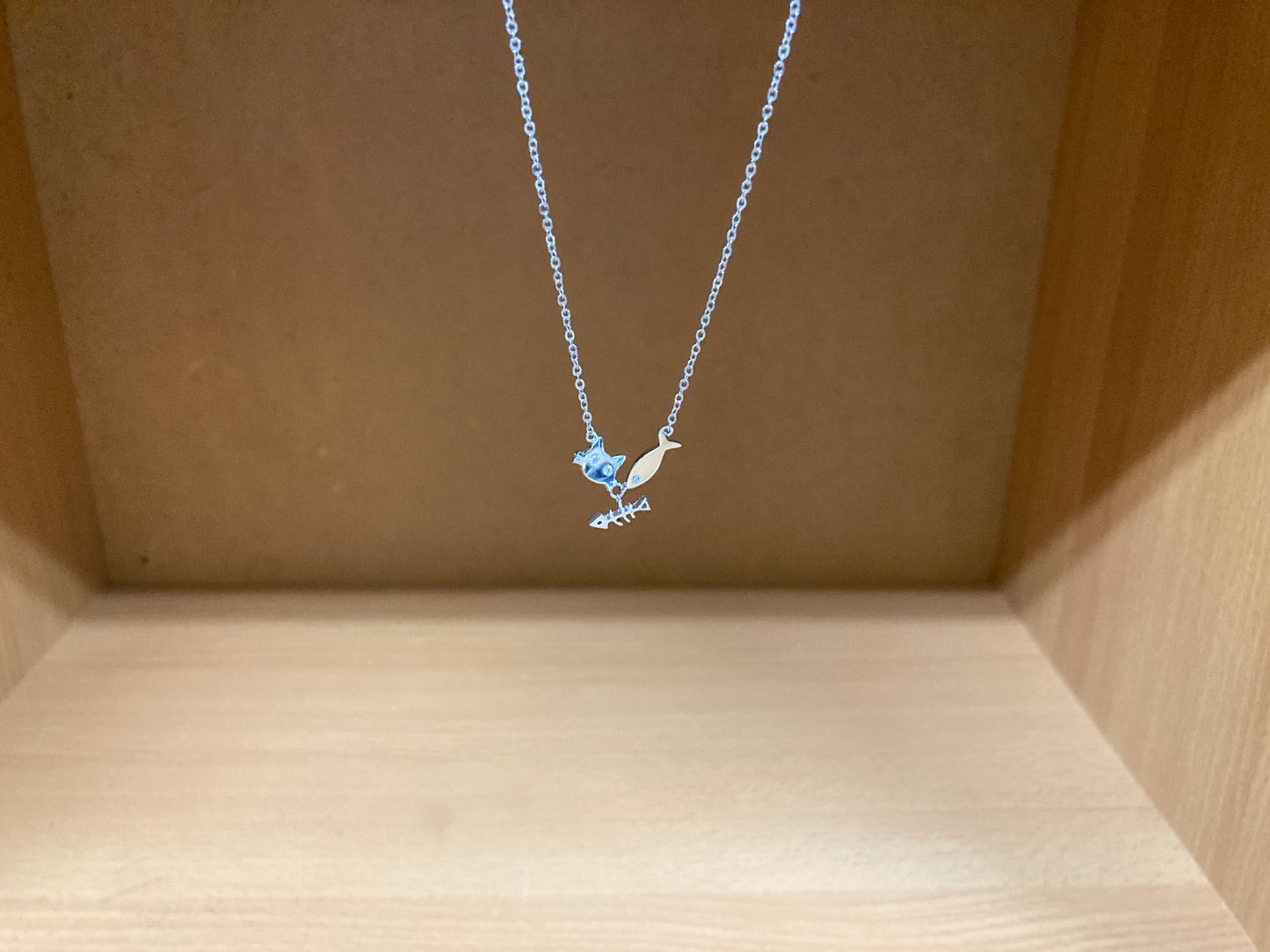 Tiny Treasures Seoul - Cat, Fish & Fishbone Necklace (Silver) 7