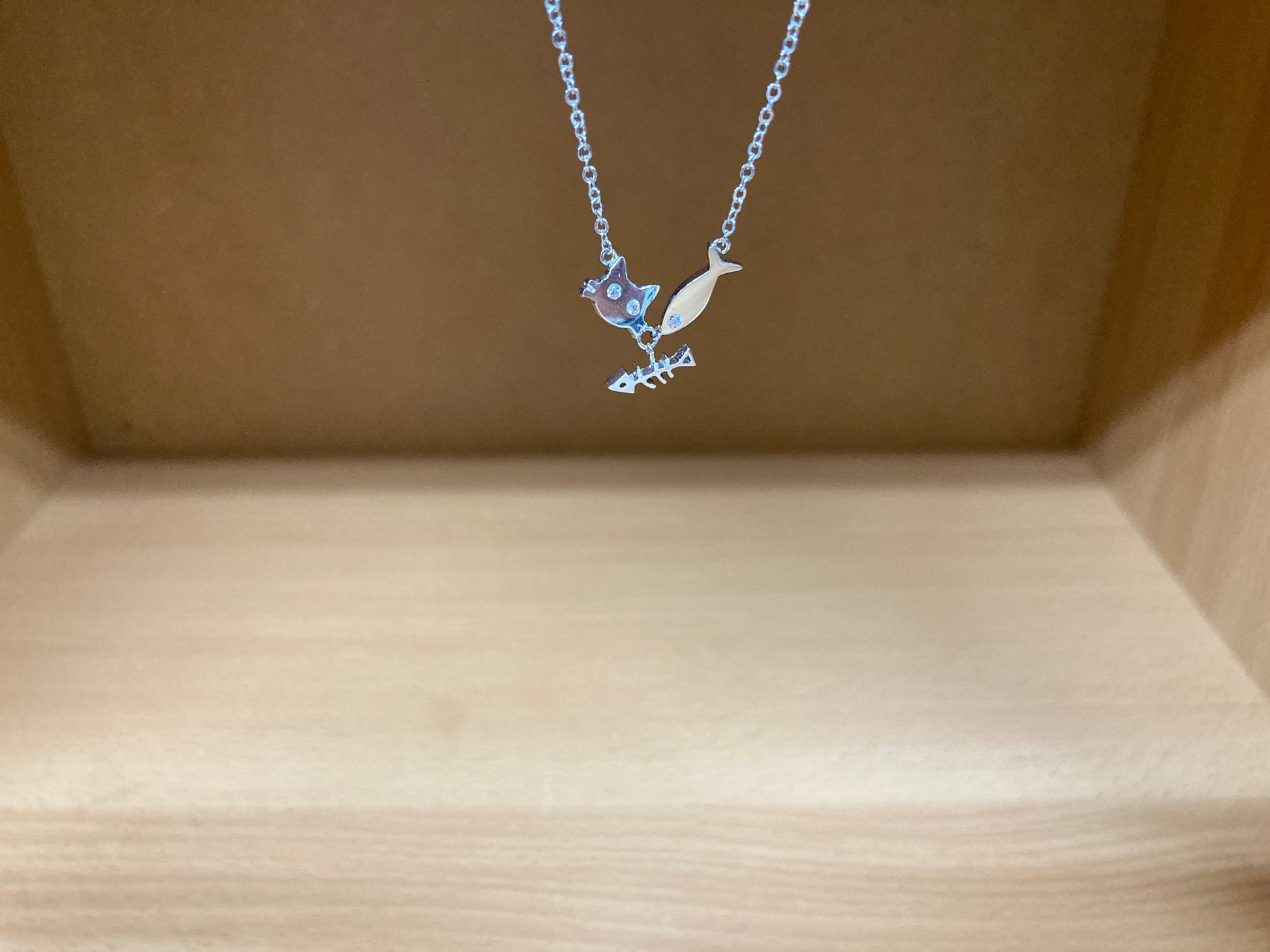 Tiny Treasures Seoul - Cat, Fish & Fishbone Necklace (Silver) 8