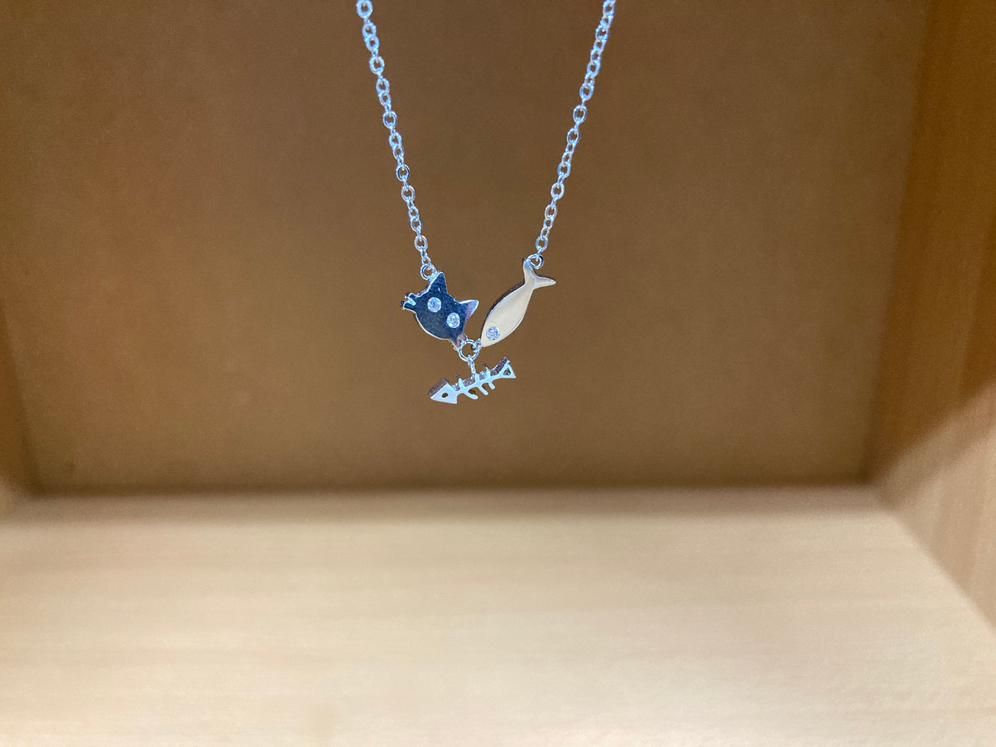 Tiny Treasures Seoul - Cat, Fish & Fishbone Necklace (Silver) 9