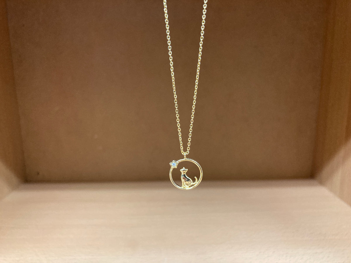 Tiny Treasures Seoul - Cat & Star Circle Necklace (Gold) 10