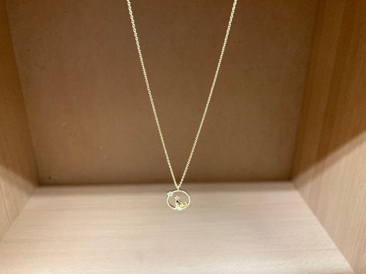 Tiny Treasures Seoul - Cat & Star Circle Necklace (Gold) 3