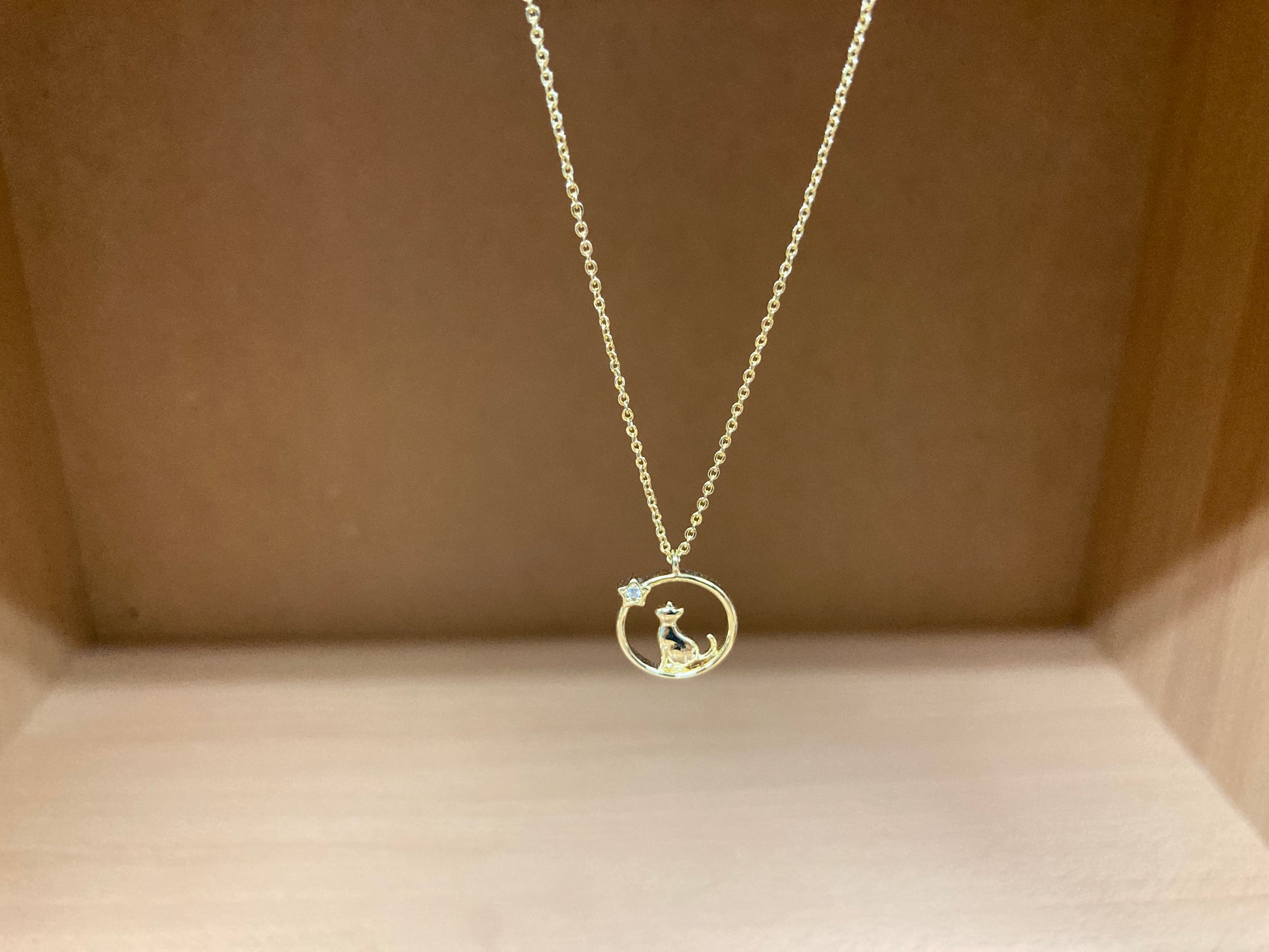 Tiny Treasures Seoul - Cat & Star Circle Necklace (Gold) 4